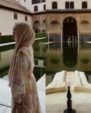 Elfira Loy Instagram - tak sangka dah sampai jugak Alhambra palace dekat Granada Spain ni. Sangatlah besar dan luas ya tempat ni . Setiap ceruk walls tu ada seni seni yang sangat sangat cantik dan Alhamdulillah sampai sekarang we still can witness sebab dulu masa christian take over diorang cuma cover dengan permaidani tapi ada juga belah atas yang diorang hapuskan jugak. Reason why diorang tak padam je kalimah alquran tu? sebab they dont understand tapi diorang rasa " seni ukiran " tu cantik.