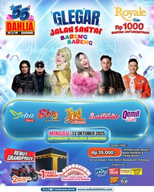 Elvy Sukaesih Instagram - 🎙️ 55 TAHUN DAHLIA JUARA SEMAKIN MENGGELEGAR!! 🔥
📢 Hayu Wargi Dahlia, Bareng-bareng Kita Glegarkan Lagi Tegalega Bandung!! Bersama Royale Sachet Kemasan 1.000 Dijamin Semakin Menggelegar!!
🗓️ Minggu, 12 Oktober 2025
⏰ Mulai jam 6 pagi
📍 Lapangan Tegalega Bandung
Bareng-Bareng Kita Glegarkan Jalan Santainya 🚶♂️🚶♀️
Bareng-Bareng Kita Glegarkan Aerobicnya 🙆♀️🙆
Bareng-Bareng Kita Glegarkan Zumbanya 🤸🤸♂️
Bareng-Bareng Kita Bergoyang bersama 💃🕺
- Inul Daratista @inul.d
- Ratu Dangdut Umy Elvy Sukaesih @elvy_sukaesih
- King Nassar @kingnassar88
- Qemil Zain @qemil_zain
- Setia Band @officialsetiaband
- .......
Bareng-bareng Kita Glegarkan Hadiahnya 🎁 🎁
- 1 Paket Umroh 🕋
- 2 Unit Sepeda Motor Matic 🛵
- Uang Tunai Total Puluhan Juta Rupiah 💰
- Dan Masih Banyak Lagi Doorprize Lainnya
Tunggu apalagi, segera daftar ke Radio Dahlia FM, Jl. Burangrang No. 28 Bandung. Hanya 35 Ribu langsung bawa pulang kaos ekslusif, kupon doorprize dan product sponsor 🤗
Glegarkeuuuuuuuuuuun Wargi Dahlia 🔥🔥🔥
#Glegar55TahunDahliaJuara #1015DahliaFM #RadioNomorSatudiBandung