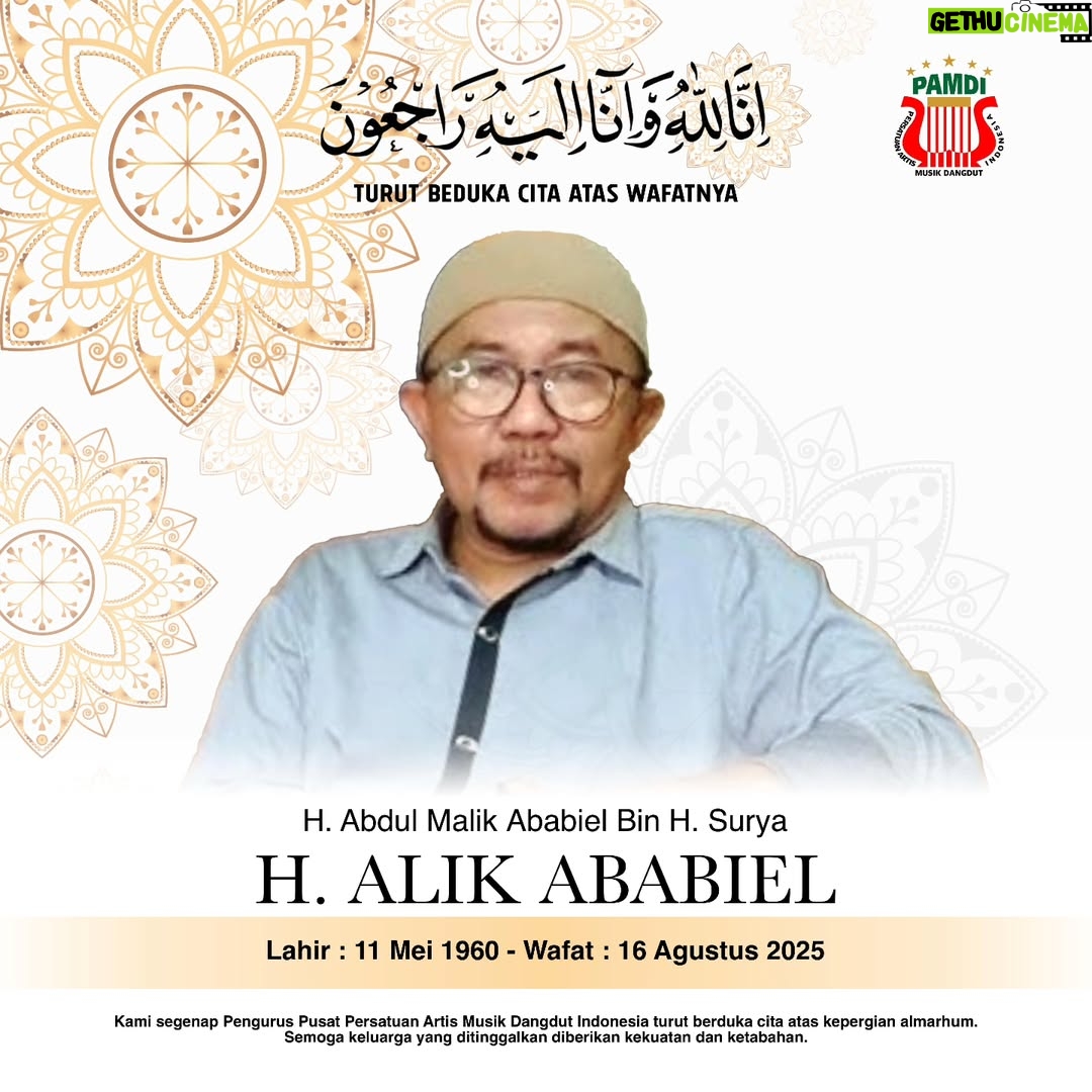 Elvy Sukaesih - 1.2K Likes - Innalillahi wainnailaihi roji'un 

Telah berpulang ke Rahmatullaah Seniman Dangdut Indonesia H. ALIK ABABIL (Suami dari Alm. Yunita Ababil). 

Hari Sabtu, 16 Agustus 2025 

Semogα Almαrhum Husηul Khotȋmαh dαlαm Ampunαη, Rαhmαt dαη Ridho ΆLLΆH♡.. Di terimα seluruh Amαl Ibαdαhηyα.. Min Ahlil Jαηηαh dαη ΆLLΆH♡ Jαdikαη  Kuburηyα  menjαdi *Rαudhoh miη Riyαdhil Jαnnαh🤲🏻* dαη Semogα seluruh Ƙeluαrgα yαηg ditinggαlkαη  dαlαm Sehαt Afiαt penuh Imαη , Ikhlαs, Tαbαh dαη Sαbαr.. Aαmiiiη Yαα ROBBAL ALAMIIN♡🤲🏻❤️ Sαlαm sαƴαηg dαη Ðöα biddo’α selαlu🤲🏻🌹