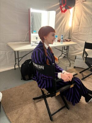 Evie Templeton Instagram - Season 2 Part 1 is out now !! 
Incredibly grateful to be a part of this wonderful show @wednesdaynetflix 
Huge thanks to Tim, Al, Miles and all the amazing cast and crew 💗
Here’s some BTS for ya x