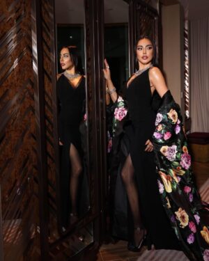 Fatima Al-Momen Instagram - Last night I had the chance to celebrate the icons of fashion and entertainment in the region and honoring the careers of Nabila Ebeed, Latifa, and Georgina Rick at Vogue Ball of Arabia.
Thank you @voguearabia thank you @mrarnaut šš
Jewellery :@mouawad
Outfit : @nicolasjebran
Make up: @mirijanavasovic for @charlottetilburyarabia