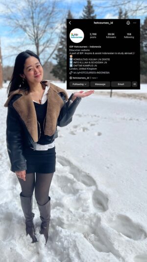 Gisela Cindy Instagram - 🎓✨ Mau kuliah di Kanada? Tapi bingung mau mulai dari mana, nanya kemana? Dan apa aja siiih yang di butuhin..
Temukan semuanya plus daftar universitas TOP dan informasi lengkapnya hanya di IDP Hotcourses Indonesia! 🌍🇨🇦 @hotcourses_id
Klik link di bio untuk mulai perjalanan studimu sekarang! 🔗📚 #StudyInCanada #IDPHotcoursesIndonesia