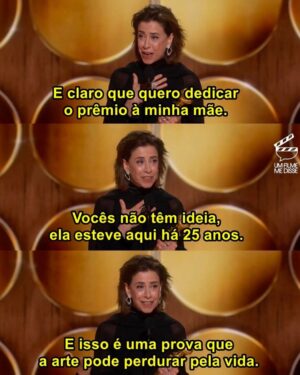Giulia Benite Instagram - ontem foi um dia histórico para o cinema nacional! 

ver a @oficialfernandatorres levar aquele prêmio pra casa é um orgulho imenso para todos que amam a arte brasileira.

‘Ainda Estou Aqui’ não é apenas um marco pra carreira da Fernanda, do @waltersalles_oficial ou do @seltonmello , mas também para o cinema brasileiro, que segue provando ao mundo seu poder e potencial. 
que esse reconhecimento inspire ainda mais produções nacionais a conquistarem o espaço que merecem. 

meus parabéns a Fernanda, ao elenco incrível e a toda a produção dessa obra por levar nosso cinema tão longe.
hoje, somos todos gratos por essa vitória, que é nossa também. 

viva o cinema brasileiro e todo o talento que ele representa! 🇧🇷