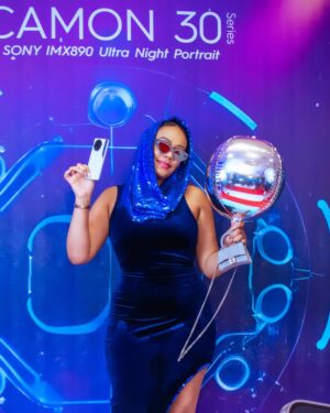 Hailliote Sumney Instagram - Thank You So Much @tecnomobilegh For Having Me 💙 
The #TECNOCAMON30Launch was Awesome and So Is the Sleek New Phone! 

#LeadInEveryRole 
#TECNOCAMON30Launch
#CAMON30Series 

Outfit: @zelak_official