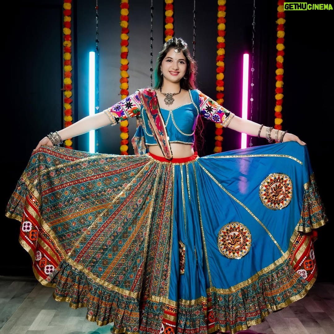Harshaali Malhotra - 297.9K Likes - In a world full of trends,I choose tradition💃🏻✨
.
.
📸: @chakliproduction 
Outfit courtesy: @rishh_designs
.
.
#navratri #garba #festival #festivevibe #colourful #harshaalimalhotra #trending #pictureperfect #garbaoutfit #shinebright #indianwear #instapost