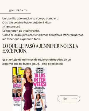 Ingrid Coronado Instagram - 🎠 La paradoja de nunca ser suficiente
Demasiado flaca.
Demasiado normal.
Demasiado joven. Muy vieja. Muy natural. Muy producida.
¿Cómo se gana un juego donde el objetivo es que pierdas?
Esta semana volvieron a criticar a Jennifer Love Hewitt por su cuerpo.
Hace años era porque tenía “de más”. Hoy, porque tiene “de menos”.
Antes la hipersexualizaban. Hoy la desprecian por envejecer.
Y yo me pregunto:
¿cuándo se nos permitirá simplemente SER?
💬 A veces me pasa…
me miro al espejo y veo lo que otros dijeron.
Celulitis. Piel que cambia. Inseguridad aprendida.
¿Te ha pasado?
Este no es un post sobre celebridades.
Es sobre ti. Sobre todas.
Sobre lo cansado que es intentar encajar en un molde que no existe.
🌹 Tu poder no está en encajar. Está en quien eres cuando ya no lo intentas.
💌 Si tú también estás harta de sentir que nunca eres suficiente…
Escríbeme MUJERÓN y te mando la liga de mi libro.
Que no te vuelvan a definir desde fuera.
#SoyMujerÓN #BastaDeEstándares #BellezaSinFiltro #DespiertaTuPoder #MujerReal #JenniferLoveHewitt #CuerpoConHistoria 💪💫