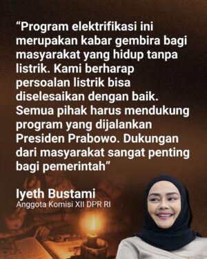 Iyeth Bustami Instagram - PKB dukung total program elektrifikasi Bapak Prabowo untuk menerangi ribuan dusun yang belum teraliri listrik! ✨💚 @iyethbustami24 @iyethbustami_official @dpp_pkb 

#PKB #elektrifikasiindonesia