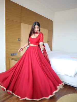 Jeetu Sri Instagram - Red lehenga simple hair subtle makeup… bas, aur kya chahiye life mein? 😌
Like seriously, who even needs extra drama when the colour red itself is a full statement 🔥
Try hating this look… I’ll wait. 😉
Outfit from @sonalibansalofficial
#red #redlehenga #shaadi #lehengalove