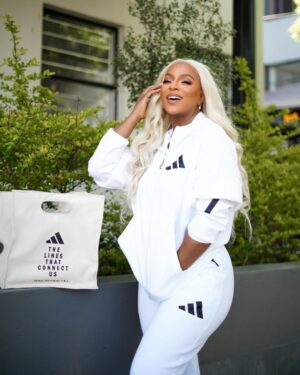 Jessica Nkosi Instagram - Happy Sunday 🤍
The new Z.N.E range by @adidasza … Love it 🤍 Obsessed with it 🤍