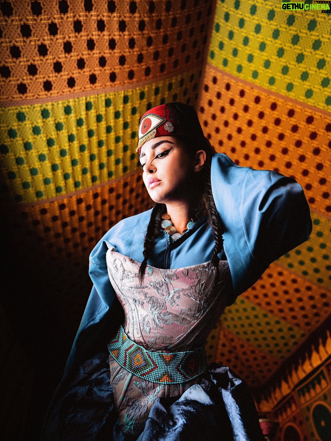 Jihane Khalil - 6.8K Likes - Hidden emotions come alive through every fold and texture. This look speaks of vulnerability transformed into peace corset, colorful accessoires , and manipulated fabric with untold stories, now worn with strength and grace. 
Art Director : @_cream_99 
‎‏ Photographer @louaysaker 
‏Designer : @_hidden_radiance 
‏ Makeup Artist @jo_ss_s 
‎‏ Accessories @studio__alya @nohaeloumami 
‎‏ Videographer @sufanouazahrou