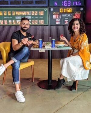 Kamiya Jani Instagram - From interviewing him to now sharing screen. Shooting a TVC with the OG @virat.kohli 😍☺️

And the first thing he asked me, “aaj chole bature nahi pelne?” 🥹🥹🥹 my heart melted. He remembers ♥️♥️ 

🤩 Have you seen the TVC yet? 

Don’t miss out the last image🙈

#ViratKohli #Virat #KingKohli #Shoot #Shooting #Dream #DreamComeTrue #ShootTime #Setup #Excitement #nervousness #DayToRemember #Travel #Explore #ExplorePage #Lights #Camera #Action