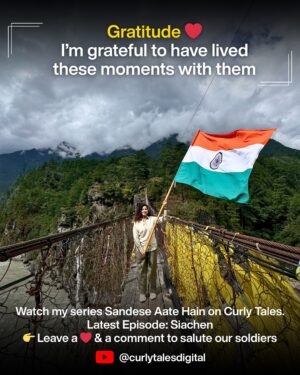 Kamiya Jani Instagram - 7 Borders. Countless Lessons.

Let’s not wait for Independence Day or Republic Day to salute them — let’s honor them every day. ❤️

Watch my journey with the Indian Army in Sandese Aate Hain.
Latest episode: Siachen ❄️

👉 Drop a ❤️ in the comments to salute our soldiers. 

#IndianArmy #SandeseAateHain #CurlyTales #ArmyLife #BorderStories #LifeOfASoldier #IndianSoldiers #ArmyBrotherhood #SaluteToSoldiers #Siachen