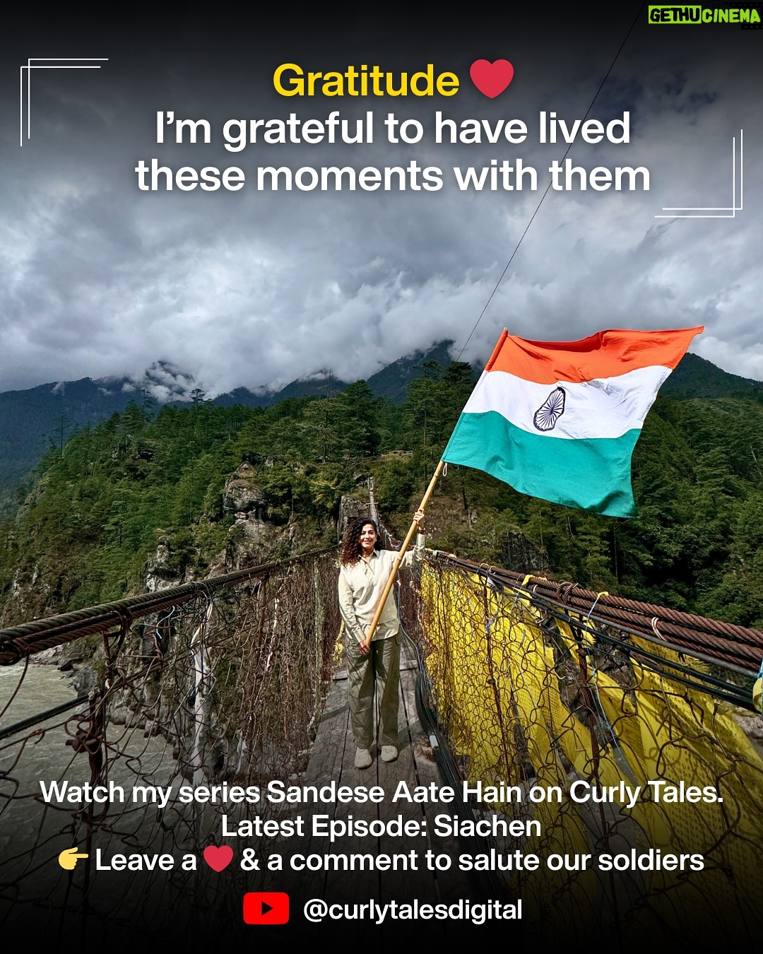 Kamiya Jani - 13.9K Likes - 7 Borders. Countless Lessons.

Let’s not wait for Independence Day or Republic Day to salute them — let’s honor them every day. ❤️

Watch my journey with the Indian Army in Sandese Aate Hain.
Latest episode: Siachen ❄️

👉 Drop a ❤️ in the comments to salute our soldiers. 

#IndianArmy #SandeseAateHain #CurlyTales #ArmyLife #BorderStories #LifeOfASoldier #IndianSoldiers #ArmyBrotherhood #SaluteToSoldiers #Siachen