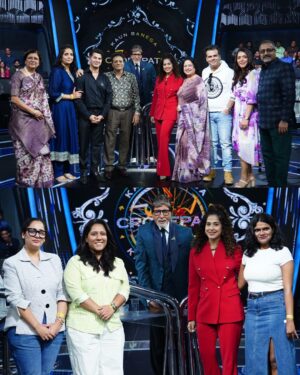 Kamiya Jani Instagram - I first touched his feet and then pinched myself, just to be sure I am not dreaming. So guys, this HAPPENED for real! 🥺🥺❤️

I made it to the hot seat of Kaun Banega Crorepati! 

Roles reversed and I was being asked questions, by Mr. Bachchan himself. Saari history geography bhool gayi yaar. Waise bhi zyaada kuch aati nahi thi. But what a legend! 

We shot for 3 hours and not a single frown, extremely attentive, made each one of us feel so special. 

My parents, husband, brother and extended family came to cheer me! We are so happy to get some screen time with him. @amitabhbachchan you inspired me to work till I am 83! 

Ladies - I am so happy that I was chosen. The only woman youtuber on the panel of such talented folks and my funny co-participants - @maisamayhoon , @bhuvan.bam22 and @tanmaybhat .  You can imagine what a laughter riot this show will be!🧑‍🤝‍🧑

Bus soch rahi hoon, ₹7 Crs ka kya karu? 😉

Catch all the fun when it airs on 31st January! Don’t miss it on @sonytvofficial 🎬

#KBC #KaunBanegaCrorepati #amitabhbachchan #Hotseat #MomentsToCherish #Dreams #7Crore #SonyTV #Explore #ShootLife #ExplorePage

Outfit: @thepantsuitco 
Jewellery: @luxeup.in 
Stylist: @styleupwithtanya