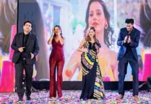 Kanishka Sharma Instagram - Launch of our song #nashemeinhigh🥂 @zeemusiccompany
Thank you so much sir and mam for inviting me, one of the best day of my life💫 @manojjha9449 @poonamjha32
Thanks team for trusting me @filmyboys
@avinash.sabarwal feeling glad to working with you.
Outfit by - @akayacreations
Accessories from- @amayrajewelsfashion1871