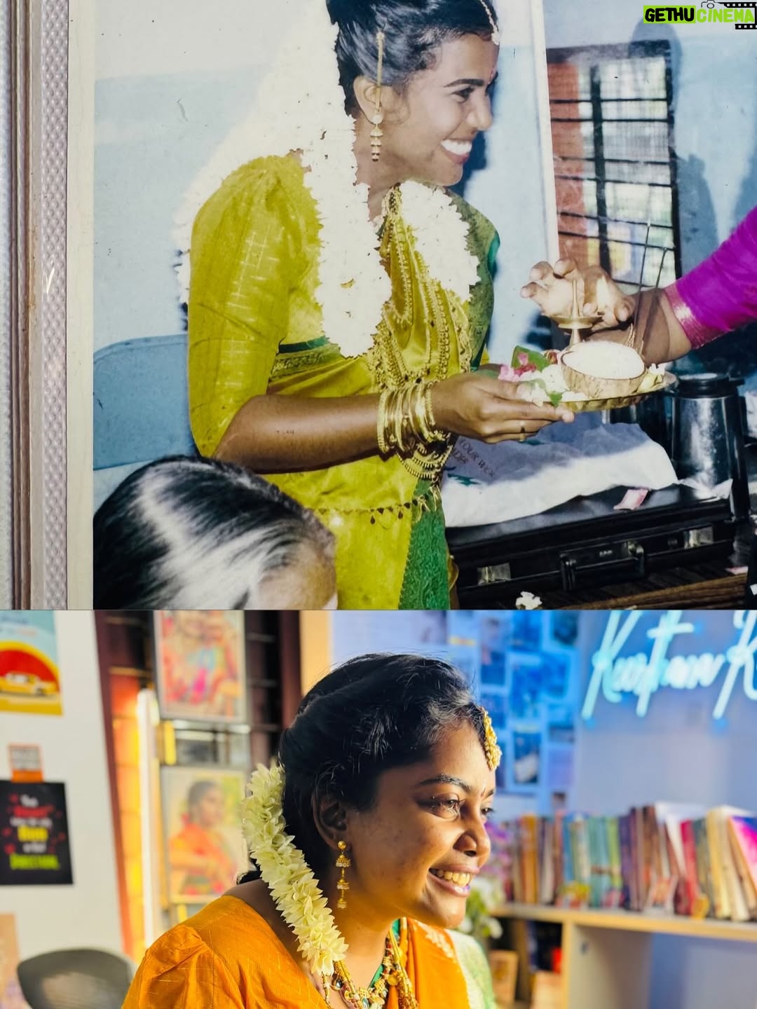 Keerthana Ravindran - 40K Likes - Recreating amma's wedding look 💖🥰 Amma in 1997 
Weddinglook recreation 🤌🏽
