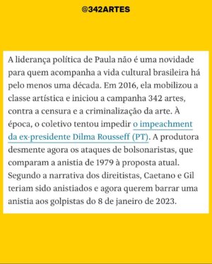 Letícia Sabatella Instagram - Eu cantava essa música , antes de conhecê-la pessoalmente. Tá tudo ali na letra. Guerreiro é! Bravíssima Regente dessa Festa Democrática! Obrigada, @paulalavigne , incansável! Obrigada a todos que participaram! Desde o primeiro encontro na sua casa, quando vc chamou opositores a se unirem pela Democracia, a sua ansiedade transformada em muita atitude , coragem, fé que contagiava e alimentava a esperança. Uma Força Fundamental, que trouxe muita gente pro rumo certo. Obrigada @paulalavigne e @caetanoveloso @342artes @midianinja todos que estão segurando as mãos .