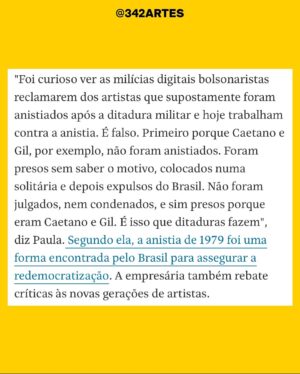 Letícia Sabatella Instagram - Eu cantava essa música , antes de conhecê-la pessoalmente. Tá tudo ali na letra. Guerreiro é! Bravíssima Regente dessa Festa Democrática! Obrigada, @paulalavigne , incansável! Obrigada a todos que participaram! Desde o primeiro encontro na sua casa, quando vc chamou opositores a se unirem pela Democracia, a sua ansiedade transformada em muita atitude , coragem, fé que contagiava e alimentava a esperança. Uma Força Fundamental, que trouxe muita gente pro rumo certo. Obrigada @paulalavigne e @caetanoveloso @342artes @midianinja todos que estão segurando as mãos .