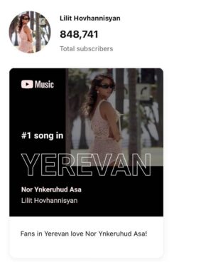 Lilit Hovhannisyan Instagram - It’s been several days since my new song became N1 on YouTube 😍🥰
