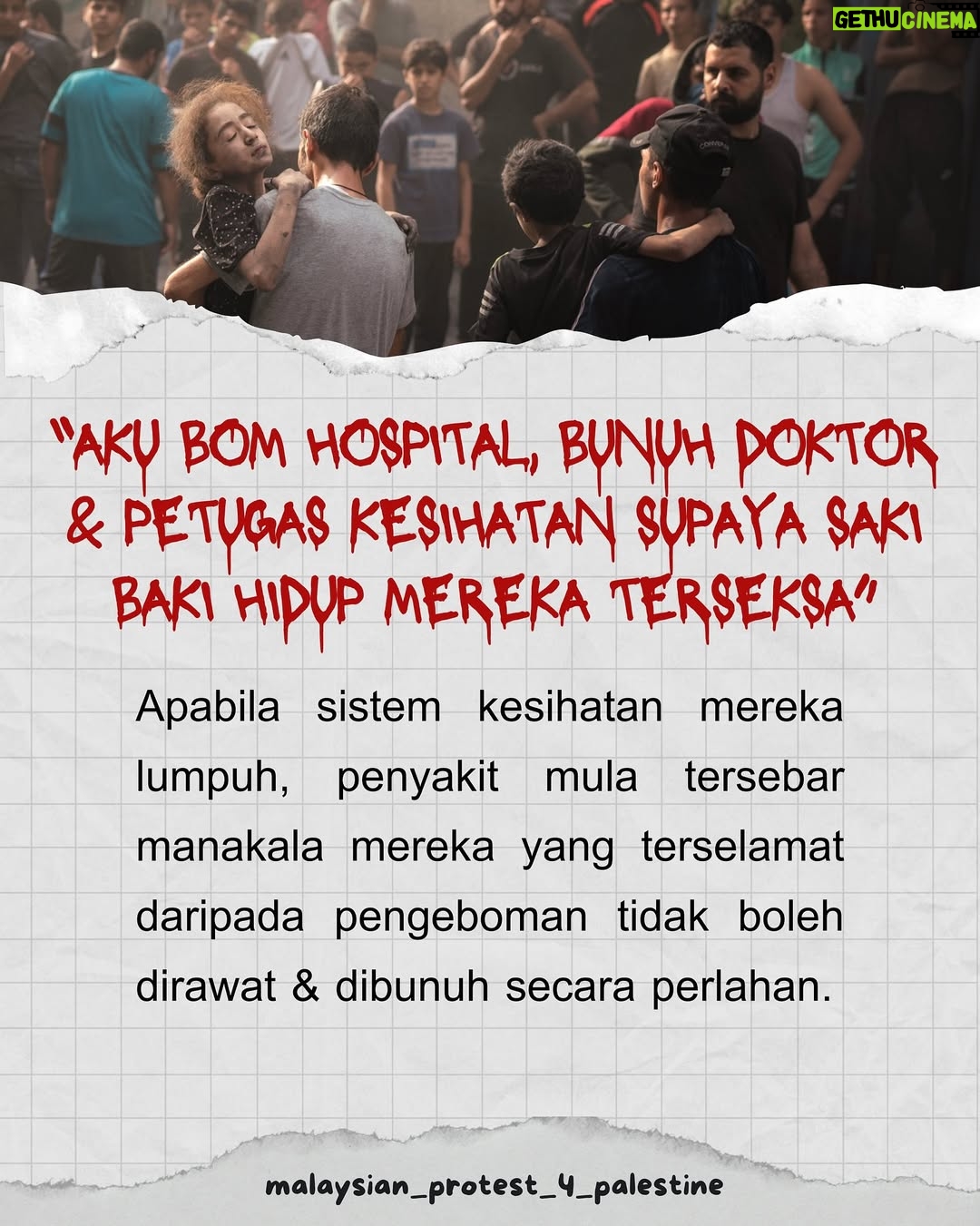 Lisa Surihani - 10.3K Likes - Ini adalah monolog yang cuba menggambarkan kekejaman Israhell yang diketuai oleh Perdana Menterinya Bibi Net*nyahu. Ini bukan kata-kata yang direka semata-mata tetapi adalah gambaran ideologi Zionisma yang supremasis & rasis berdasarkan perbuatannya ke atas Gaza.

Kita perlu bangkit & musnahkan ideologi jijik ini. Selagi mana negara haram Israhell masih wujud, dunia tidak akan selamat daripada kejahatannya.

Jom taip “FREE PALESTINE” beramai-ramai di comment section.