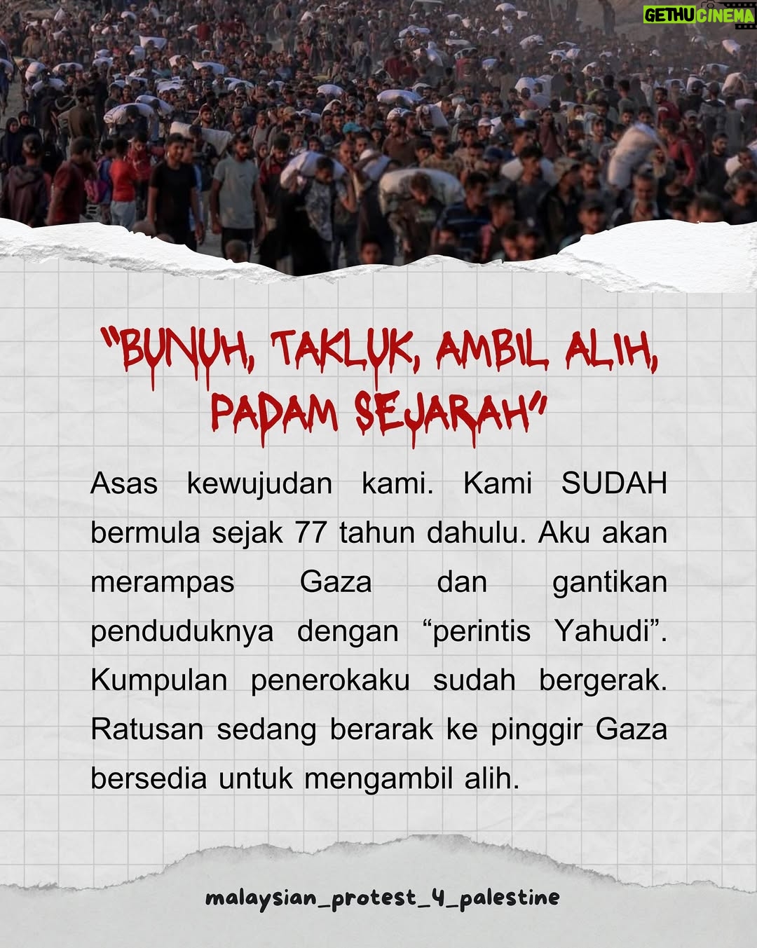 Lisa Surihani - 10.3K Likes - Ini adalah monolog yang cuba menggambarkan kekejaman Israhell yang diketuai oleh Perdana Menterinya Bibi Net*nyahu. Ini bukan kata-kata yang direka semata-mata tetapi adalah gambaran ideologi Zionisma yang supremasis & rasis berdasarkan perbuatannya ke atas Gaza.

Kita perlu bangkit & musnahkan ideologi jijik ini. Selagi mana negara haram Israhell masih wujud, dunia tidak akan selamat daripada kejahatannya.

Jom taip “FREE PALESTINE” beramai-ramai di comment section.