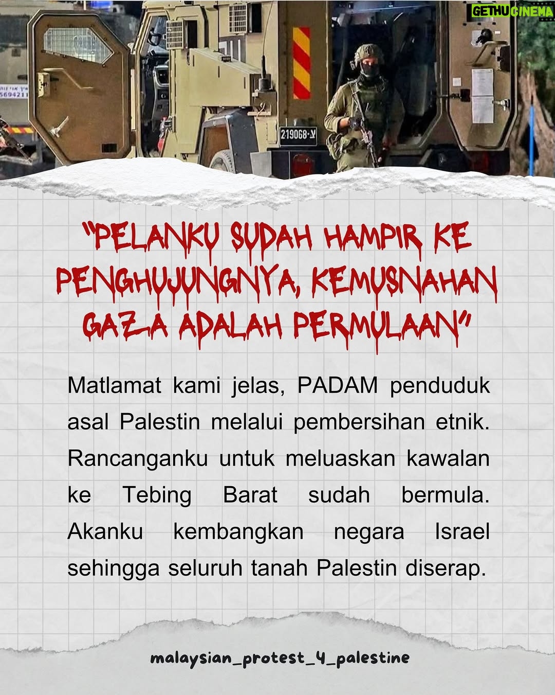 Lisa Surihani - 10.3K Likes - Ini adalah monolog yang cuba menggambarkan kekejaman Israhell yang diketuai oleh Perdana Menterinya Bibi Net*nyahu. Ini bukan kata-kata yang direka semata-mata tetapi adalah gambaran ideologi Zionisma yang supremasis & rasis berdasarkan perbuatannya ke atas Gaza.

Kita perlu bangkit & musnahkan ideologi jijik ini. Selagi mana negara haram Israhell masih wujud, dunia tidak akan selamat daripada kejahatannya.

Jom taip “FREE PALESTINE” beramai-ramai di comment section.