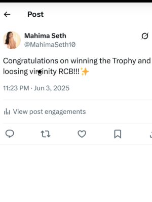 Mahima Seth Instagram - God’s Plan ✨

Edit by - @edits_animationhd 
.
.
.
.
#rcb #ipl2025 #punjabisongs #punjabkings #viratkohli #virat #krunalpandya #anushkasharma #eesalacupnamde #mumbaiindiansfan #royalchallengersbangalore