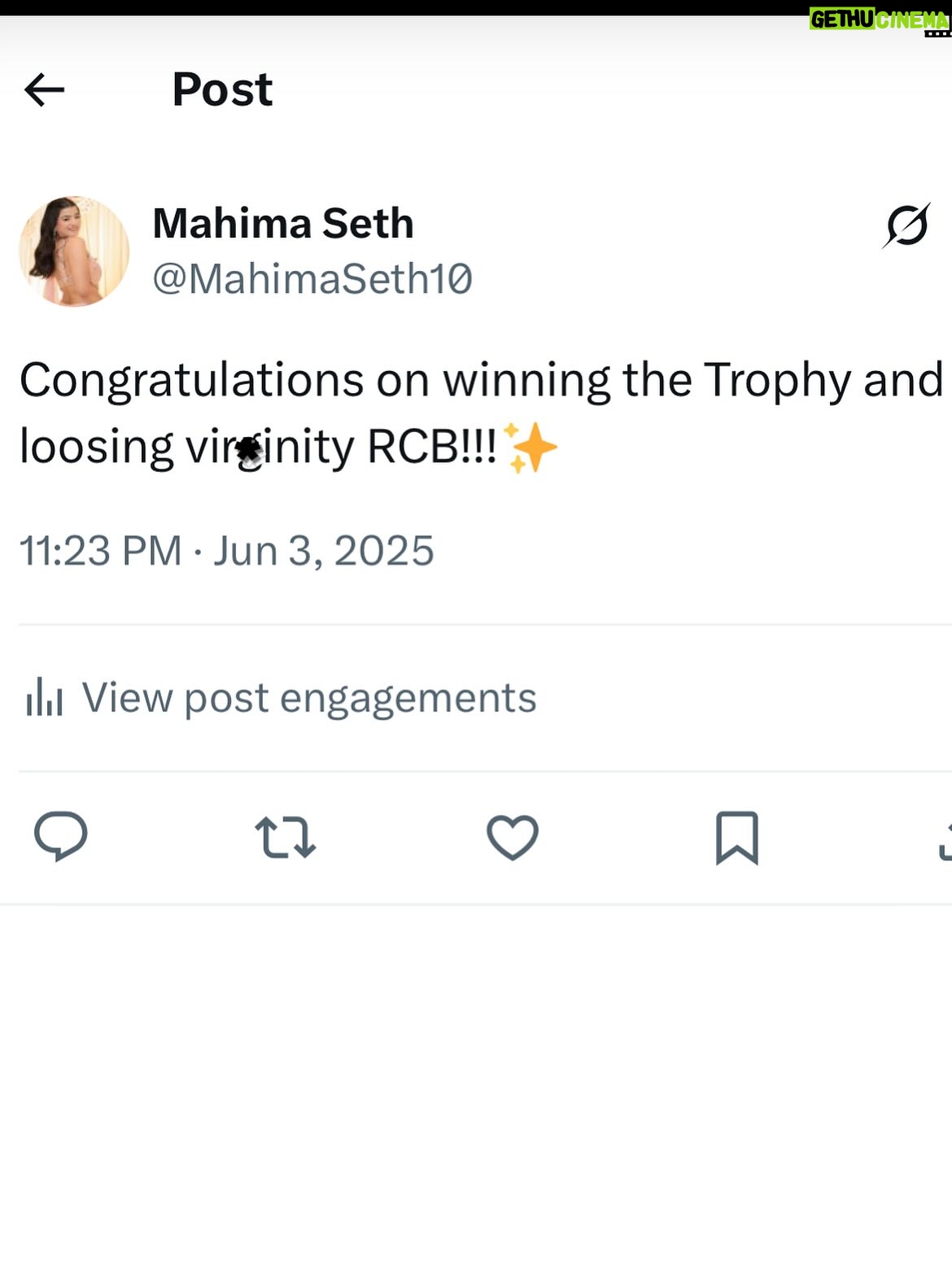Mahima Seth - 23.4K Likes - God’s Plan ✨

Edit by - @edits_animationhd 
.
.
.
.
#rcb #ipl2025 #punjabisongs #punjabkings #viratkohli #virat #krunalpandya #anushkasharma #eesalacupnamde #mumbaiindiansfan #royalchallengersbangalore