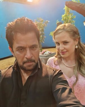 Matylda B Instagram - From the shoot archives with #actionking . Working closely with someone so senior who acted in over 160 films (mind blowing) and directed quite a few was a great experience and I learned a lot. Atmosphere on set was always good and I miss the whole team. #behindthesceens #aghathiyaa #arjunsarja #matyldab8