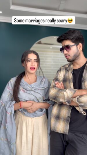 Megha Sahu Instagram - Some marriages really scary 🥺 
#husbandandwife #couplegoals #funny #comedy #viral #reels #reelsinstagram #foryou #explore