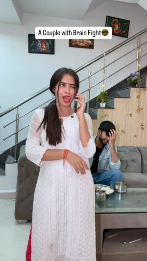 Megha Sahu Instagram - A couple with brain fight 😎😂
#couplegoals #relationshipgoals #husbandandwife #funny #comedy #viral #reelsinstagram #foryou #explore