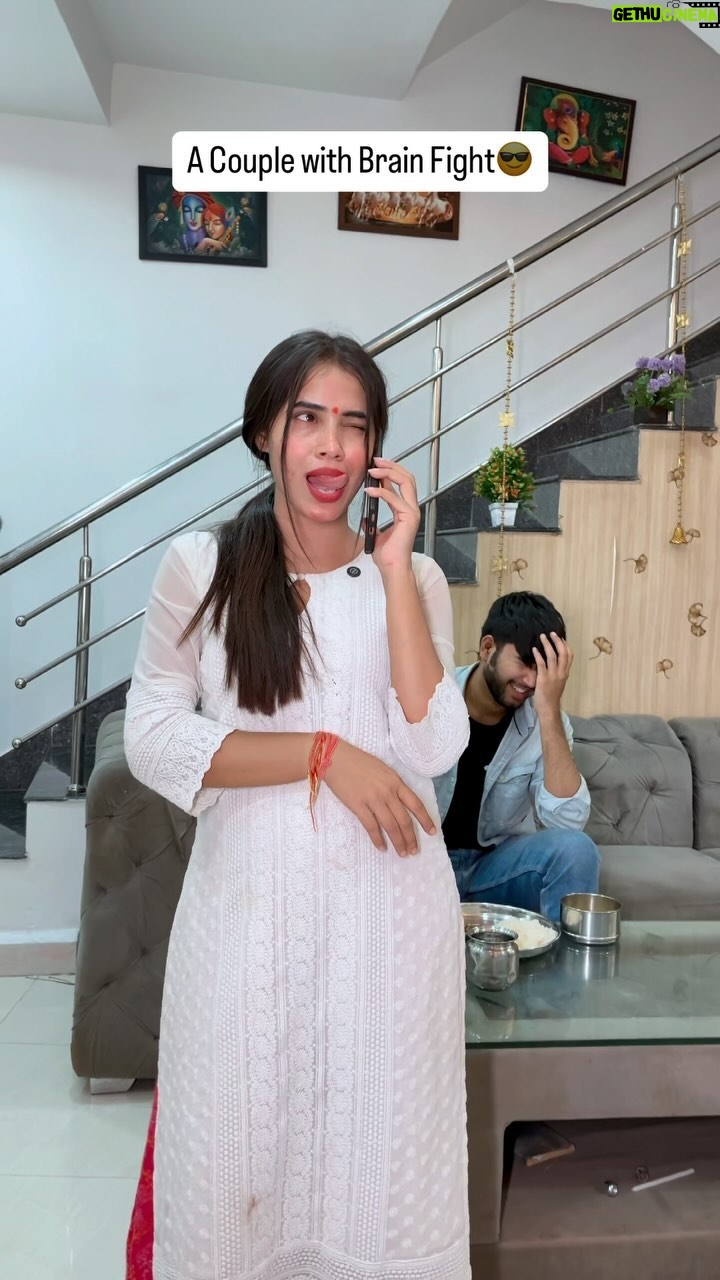 Megha Sahu - 1.5 Million Likes - A couple with brain fight 😎😂 
#couplegoals #relationshipgoals #husbandandwife #funny #comedy #viral #reelsinstagram #foryou #explore