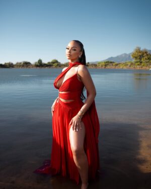 Mihlali Ndamase Instagram - Damsel in this dress. 

dress: @lindym___ 
Ph. @kpaparazzi_