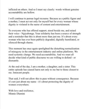 Minnie Dlamini Instagram - Official Statement 💎