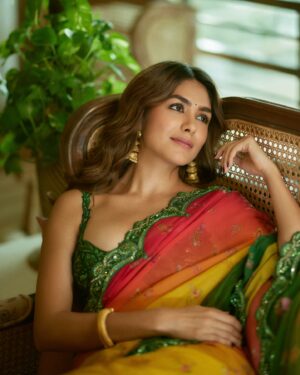 Mrunal Thakur Instagram - Ganesh Chaturthi has always been my festival. A time where home, devotion, and joy come alive.

This year, I wanted to celebrate it in a way that feels both deeply traditional and personal through an outfit that is an ode to Goddess Parvati, the divine feminine, the force of Shakti, and the grace behind Ganesha. 

Draped in lotus hues with hints of gold, it carries her blessing with me… a little piece of strength, a little piece of love, and a whole lot of faith. 💖