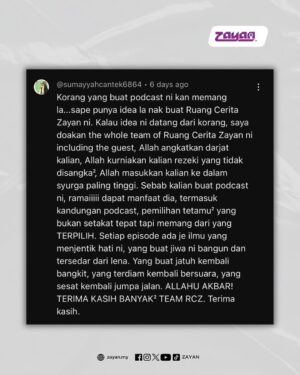 Nana Mahazan Instagram - MasyaAllah! Terima kasih semua sahabat ZAYAN yang memberikan kata-kata positif dan maklum balas membina untuk kami di ZAYAN 🤲🏻
Terus dengarkan ZAYAN - Destinasi Nasyid Anda ‼️ Pelbagai kandungan ilmiah, dakwah dan mesej yang positif untuk semua ✨
Muat turun aplikasi ZAYAN serba baharu 😍 Dengarkan kami secara online, 24 jam tanpa henti 🙌🏻
#JomLayanZAYAN
#ZAYANShare