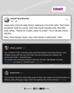 Nana Mahazan Instagram - MasyaAllah! Terima kasih semua sahabat ZAYAN yang memberikan kata-kata positif dan maklum balas membina untuk kami di ZAYAN 🤲🏻
Terus dengarkan ZAYAN - Destinasi Nasyid Anda ‼️ Pelbagai kandungan ilmiah, dakwah dan mesej yang positif untuk semua ✨
Muat turun aplikasi ZAYAN serba baharu 😍 Dengarkan kami secara online, 24 jam tanpa henti 🙌🏻
#JomLayanZAYAN
#ZAYANShare