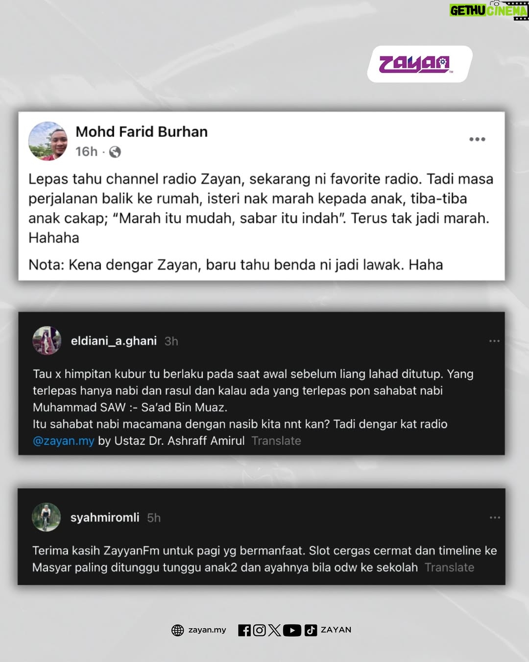 Nana Mahazan - 0.9K Likes - MasyaAllah! Terima kasih semua sahabat ZAYAN yang memberikan kata-kata positif dan maklum balas membina untuk kami di ZAYAN 🤲🏻

Terus dengarkan ZAYAN - Destinasi Nasyid Anda ‼️ Pelbagai kandungan ilmiah, dakwah dan mesej yang positif untuk semua ✨

Muat turun aplikasi ZAYAN serba baharu 😍 Dengarkan kami secara online, 24 jam tanpa henti 🙌🏻

#JomLayanZAYAN
#ZAYANShare