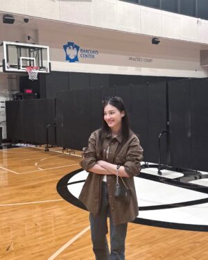 Nancy Jewel McDonie Instagram - my first basketball game🏀🧡
