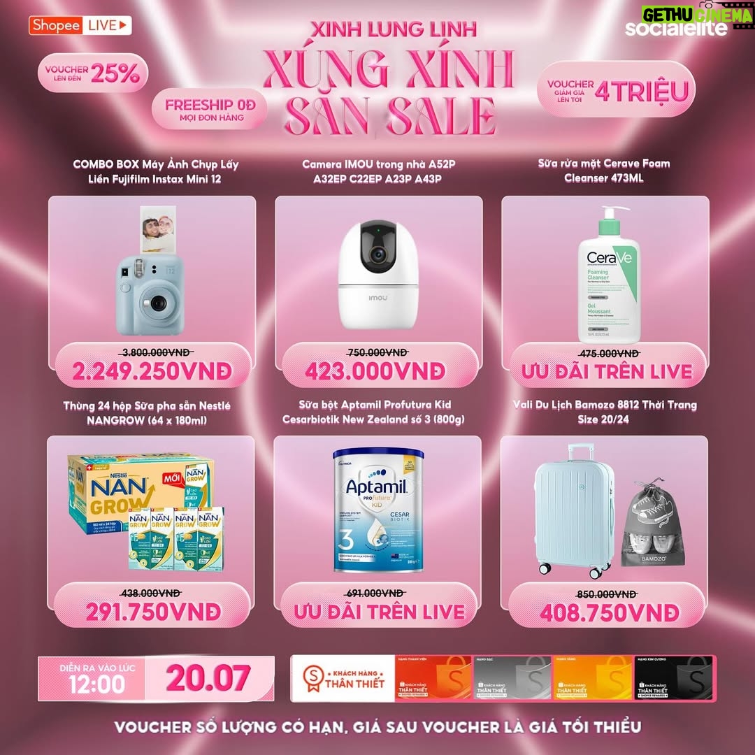 Nha Phuong - 241 Likes - 💥 DEAL NỔI BẬT – CHỈ CÓ TRONG MEGA LIVESTREAM 20.7💥
👗 Gia dụng thông mình
💄 Set trang điểm lung linh – DEAL SIÊU HỜI
👜 Túi xách trendy – giảm ĐẬM SÂU

🧡 Xem live, săn ngay deal cực phẩm từ Sĩ Thanh & Nhã Phương!
📅 12h00 trưa - 20/7
🎁 Có quà tặng – Có mã giảm – Có deal hời 🥰
#shopeelive #socialelite #sithanh #nhaphuong #megalivestream #shopeemembershipday