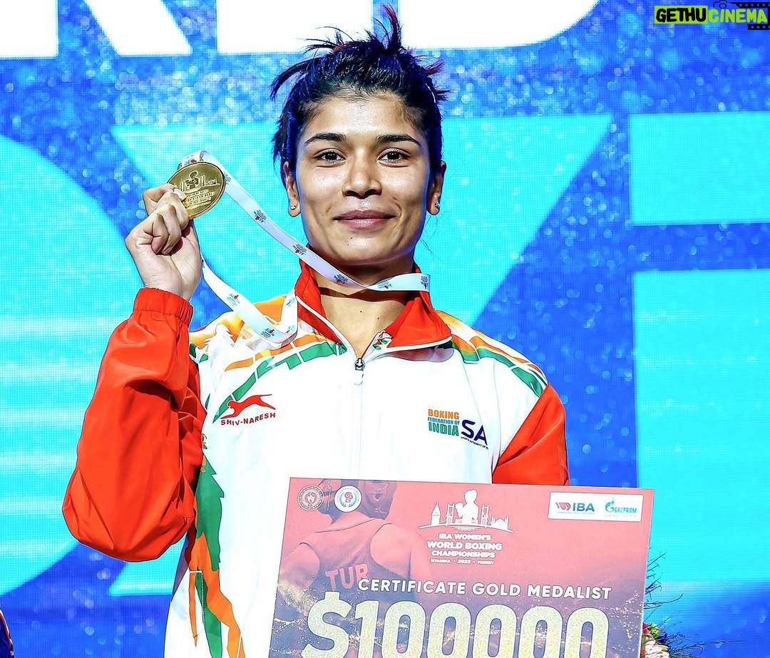Nikhat Zareen - 207.3K Likes - 𝟐𝟎𝟐𝟐 𝐖𝐎𝐑𝐋𝐃 𝐂𝐇𝐀𝐌𝐏𝐈𝐎𝐍! 🥇

It's finally here. The culmination of years of hardwork and perseverance. India, this one's for you. We did it, together 🔥

#WorldBoxingChampionship
#IBAWWC2022 🥊🥇🇮🇳
