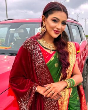 Nikita Ghag Instagram - Wrapped in tradition, glowing in celebrations 🌸✨
Festivals aren’t just about lights and colors, they’re about carrying culture with grace and joy. 💫
Here’s to cherishing every moment of this festive season with love, laughter & blessings. 🌺💚❤️
#FestiveVibes #SareeLove #EthnicElegance #IndianTradition #FestiveSeason #CulturalBeauty #SareeNotSari #DesiSwag #GraceInTradition #IndianEthnicWear #TraditionalLook #FestiveGlow