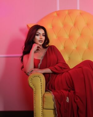 Nikita Ghag Instagram - "Grace in every glance, elegance in every fold. ❤️✨
#ElegancePersonified #RoyalVibes #DesiGlam #StyleStatement #LuxuryLook #RedSareeMagic #BoldAndBeautiful #TimelessElegance #ChicAndClassy #FashionDiaries