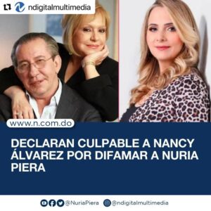 Nuria Piera Instagram - Esta noticia tiene su historia.  Luego de un proceso de casi 5 años donde después de realizar un trabajo de investigación sobre las celulas madre en el país y la  falta de regulación sobre la materia, Nancy Alvarez y su esposo Alvaro Skupin, quienes tenían ese negocio, se dedicaron a insultarme con improperios, a nivel nacional e internacional, creándome un ambiente de desasosiego en mi entorno familiar. Pero no se limitaron a rebatir con insultos, sino que demandaron a Color Vision, CDN, TV Domincana,  Provideo y a mi persona en Miami, ya qué según establecieron no creian en la justicia dominicana por corrupta. A raíz de esa demanda en tribunales de EU, se perdió el contrato de TV Dominicana , el medio donde el programa se veía allá. Como pueden suponer la angustia que significa estar en un territorio ajeno, con una situación legal donde las leyes son completamente diferentes, donde los constantes viajes y reuniones hacían que cada vez la situación fuera mas difícil, gracias a Dios, nuestro abogado Matias Dorta, con los demás abogados, lograron que fuera declarada inocente de todos los cargos por considerar los jueces que no había difamación ya que la investigación contó con profesionales y funcionarios públicos que avalaban lo investigado.
Los insultos personales hacia mi persona con intención de afectar mi honra y mi credibilidad no podían quedarse sin consecuencias legales y por eso procedimos a una demanda judicial en mi país, que luego de varios reenvíos, y pandemia, logramos a través de nuestros abogados Laura Acosta y Luis Rivas ganar el caso. El Magistrado Vladimir M.Rosario consideró, en unas de sus motivaciones que había otras formas y no la agresion verbal para defenderse, que la infracción penal quedó demostrada y por lo tanto condenó a Nancy Alvarez al pago de una indemnización, la publicación de sentencia en tres periódicos nacionales, y en todas sus redes, ademas le dio un perdón judicial de no dictar prisión como estipula la ley en casos de difamación e injuria. Continúa en comentarios