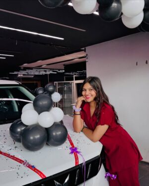 Palak Sharma Instagram - Hare Krishna 🧿❤️ Self gifted car 🥹
.
.
.
#owncar #car