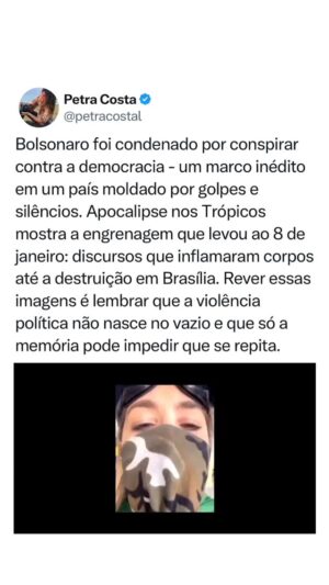 Petra Costa Instagram - Um salve para @petracostal e o seu “Apocalipse nos Trópicos”! 👏🏾👏🏾
