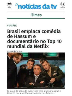Petra Costa Instagram - Nosso filme Apocalipse nos Trópicos está no Top 10 global da Netflix — em 7º lugar entre os filmes de língua não inglesa no mundo inteiro. 🌎💥
Obrigada a cada pessoa que assistiu, compartilhou, comentou, indicou.Se você ainda não viu, está disponível na Netflix!
Assista, divulgue, convide outras pessoas a ver. Com uma forcinha quem saba a gente chega no Top 1?