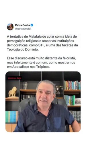 Petra Costa Instagram - Quando a palavra que deveria acolher se converte em ferramenta de ataque, a fé se distancia do seu sentido mais profundo. Apocalipse nos Trópicos revela como essa distorção ecoa e como a democracia sente seus efeitos.
#ApocalipseNosTrópicos