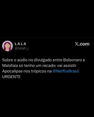 Petra Costa Instagram - Mais do que nunca, Apocalipse nos Trópicos segue atual.
Entre as reviravoltas dos áudios reveladores que a PF descobriu, as reações exaltadas e debates sobre fé, política e democracia nas redes, o filme continua gerando repercussão e diálogo na sociedade. Basta ver os comentários acima para sentir a dimensão desse impacto.
Se você ainda não assistiu, está na Netflix.
Se já assistiu, esse é o momento de compartilhar — com amigos, família, nos stories, nos grupos de WhatsApp.
📣 Cada eco ajuda a manter viva essa conversa urgente sobre o futuro do Brasil.