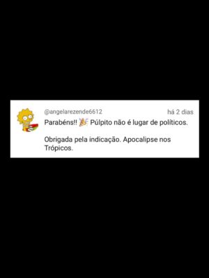 Petra Costa Instagram - Uma semana de Apocalipse nos Trópicos na Netflix
Alegria acompanhar como o filme tem ecoado por aí, nos stories, posts e comentários.